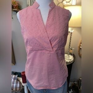 J. Jill pink eyelet wrap look sleeveless top.